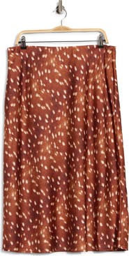 Renee C Bambi Satin Midi Skirt