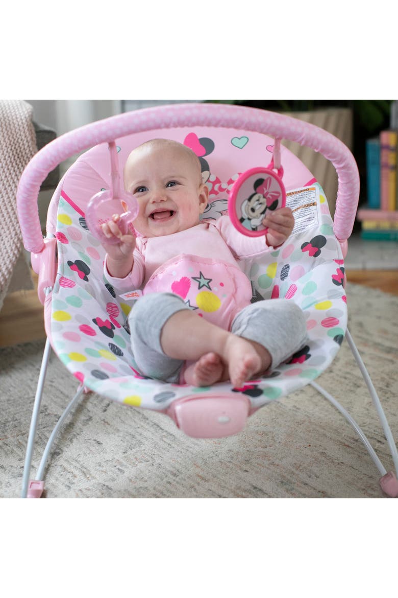 Disney Baby Minnie Mouse Vibrating Baby Bouncer, Alternate, color, Pink