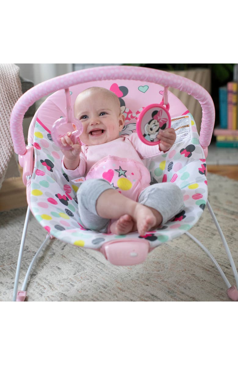 BRIGHT STARTS Disney Baby Minnie Mouse Vibrating Baby Bouncer, Alternate, color, Pink