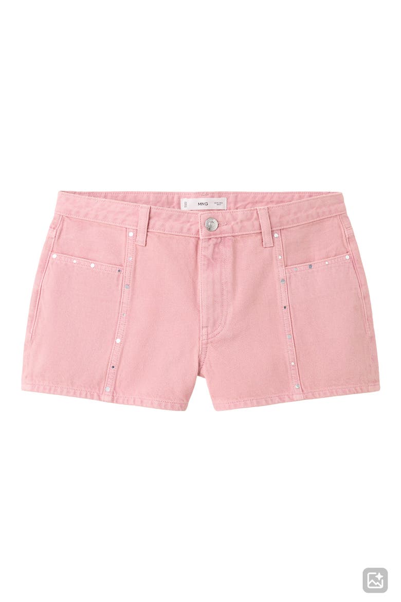 Low Rise Stud Denim Shorts, Alternate, color, PINK