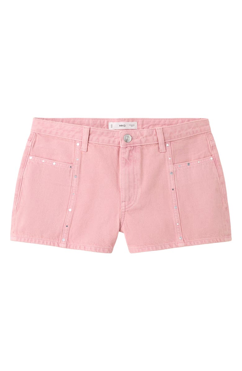 MANGO TEEN Low Rise Stud Denim Shorts, Alternate, color, Pink