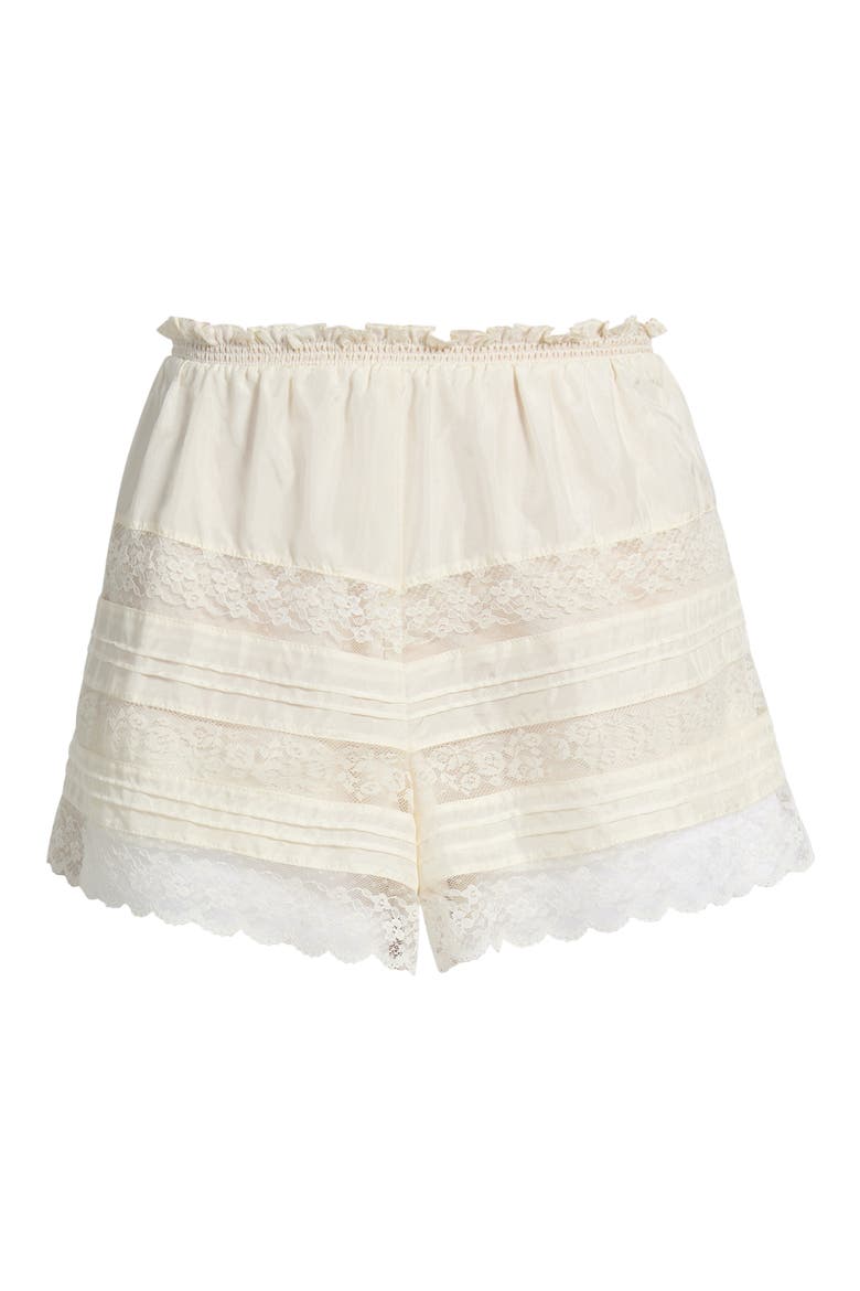 Emanuela Silk & Lace Shorts, Alternate, color, IVORY