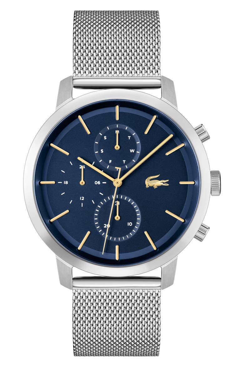 Replay Chronograph Mesh Strap Watch, 44mm, Main, color, BLUE
