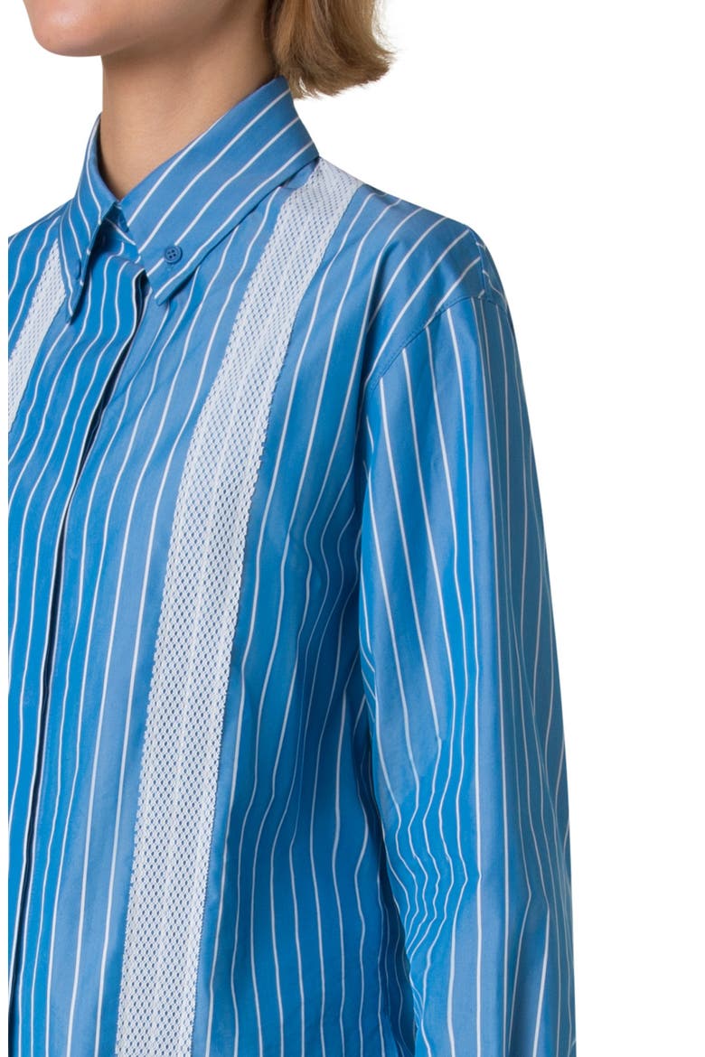Pajama Stripe Long Sleeve Button-Down Shirt, Alternate, color, MEDIUM BLUE-CREAM