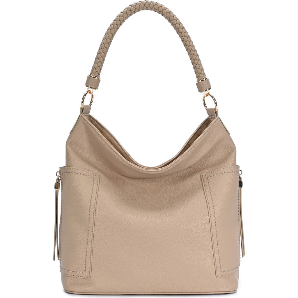 Mms Design Studio Braid Handle Hobo Bag In Sand