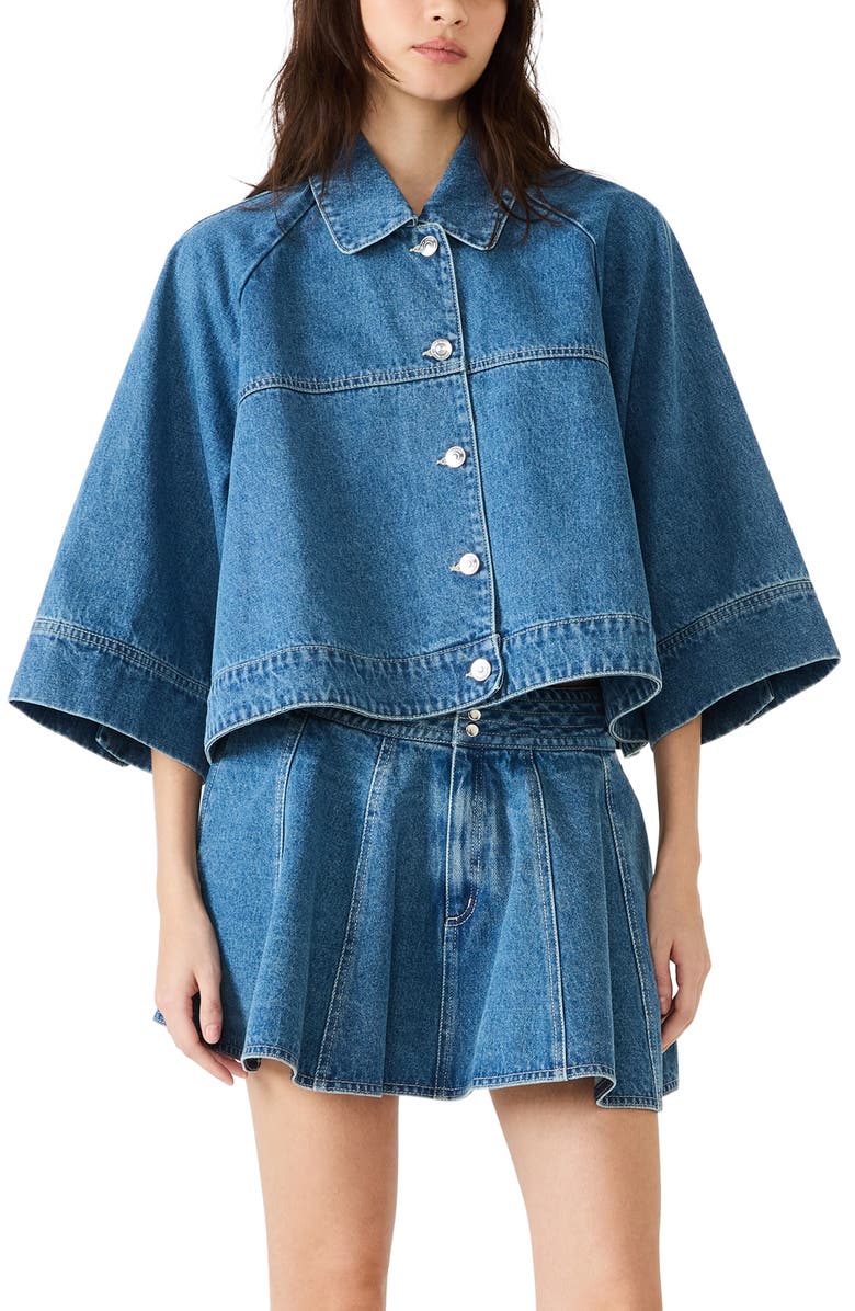 Steve Madden Rhode Denim Swing Jacket, Main, color, Aruba Blue