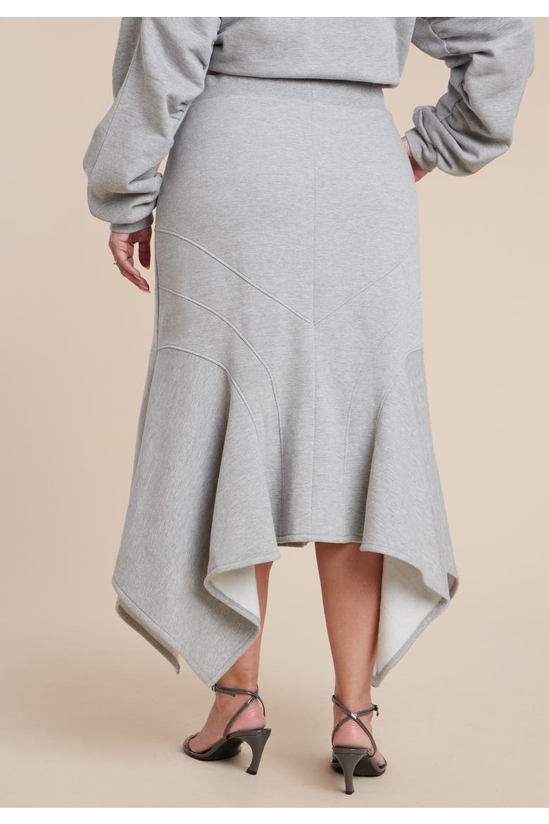 Seam Detail Trumpet French Terry Skirt, Alternate, color, HEATHER GREY