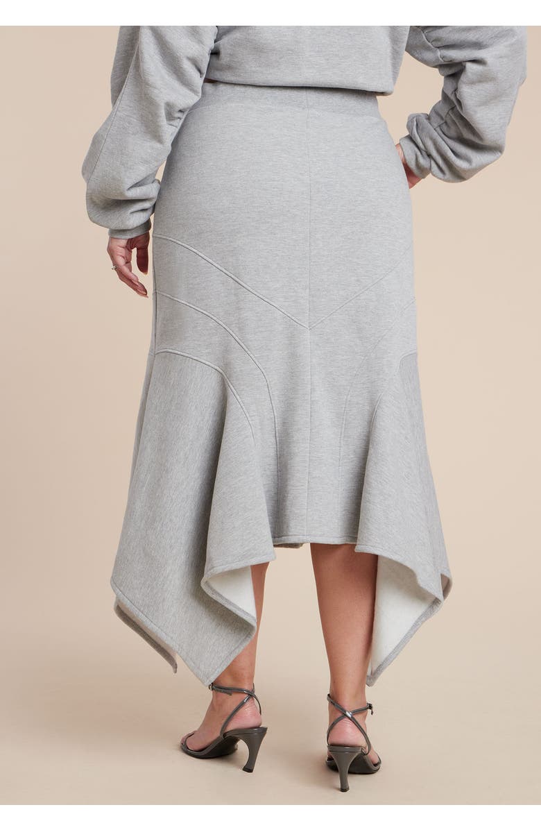 ELOQUII Seam Detail Trumpet French Terry Skirt, Alternate, color, Heather Grey