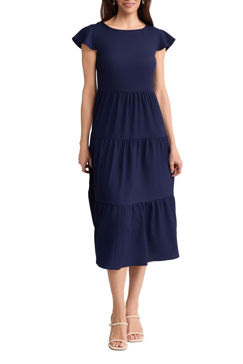 Flutter Sleeve Midi Dress, Main, color, PACIFIC NAVY