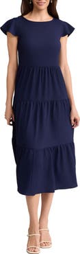 Jones New York Flutter Sleeve Midi Dress