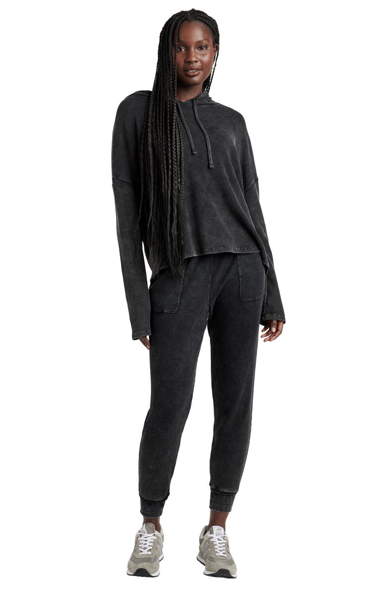 Splendid Jaime Thermal Hoodie, Alternate, color, Black Wash