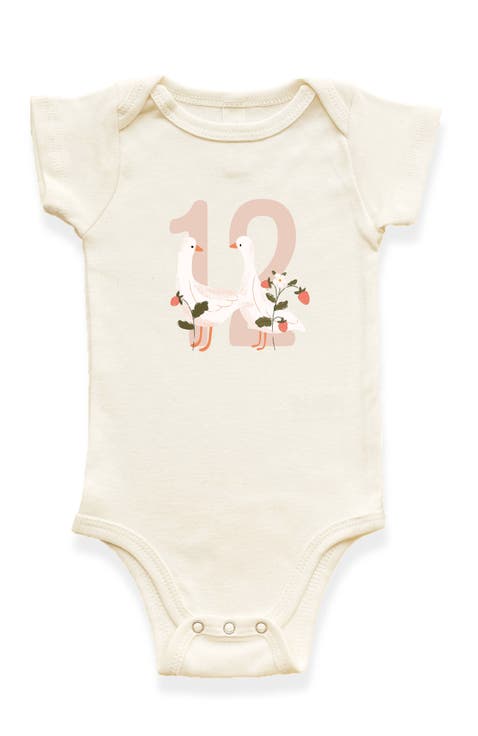 Goose Monthly Milestones Short Sleeve Organic Baby Bodysuit