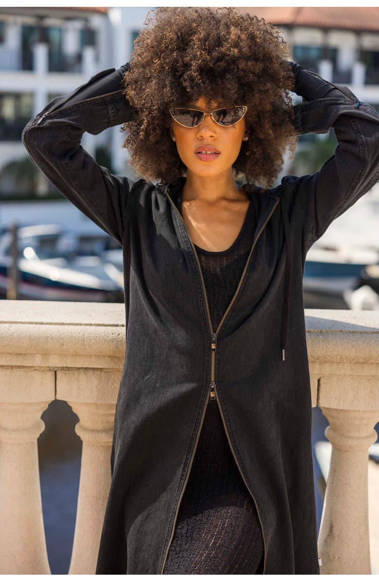 LAS Loungewear Com-pressi-on Me Denim Hoodie, Alternate, color, Black