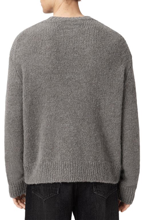 Allsaints Mens Gunmetal Grey Message Crewneck Knitted Jumper Xs In Gray