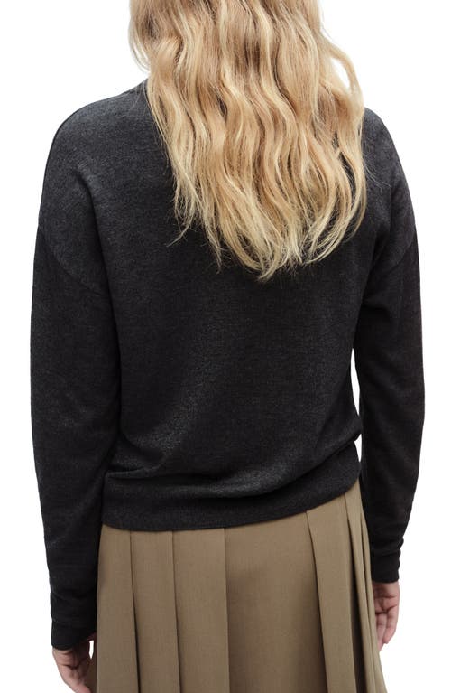 Mango V-neck Cardigan In Dark Heather Grey