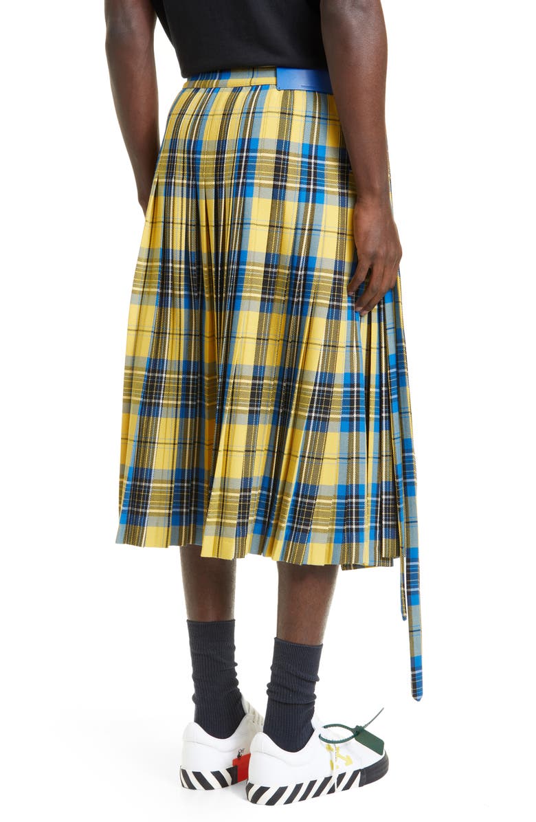 Off-White Gender Inclusive Double Buckle Plaid Wool Kilt, Alternate, color, 