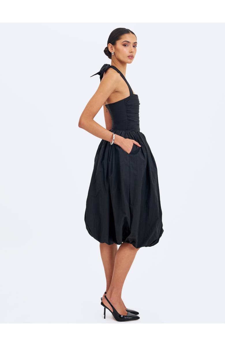 Miss Circle Veradis Taffeta Halter Bubble-Hem Midi Dress, Alternate, color, Black
