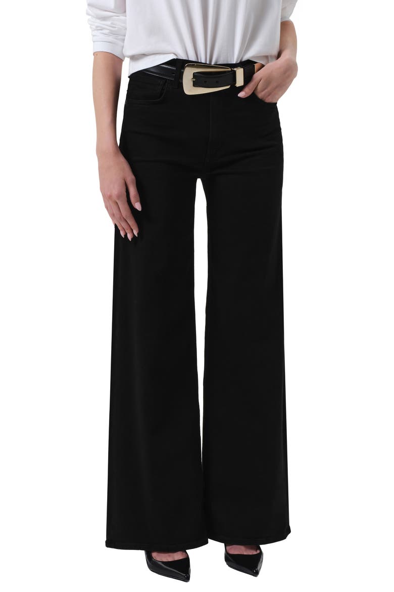 Lyra High Waist Wide Leg Jeans, Main, color, PLUSH BLACK BLACK