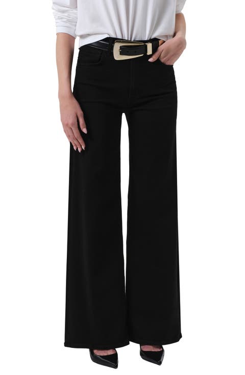 Lyra High Waist Wide Leg Jeans (Plush Black)