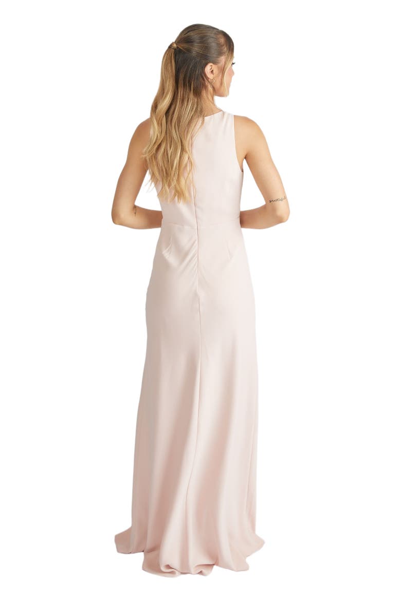 Cowl Front Crepe Bridesmaid Dress, Alternate, color, Blush