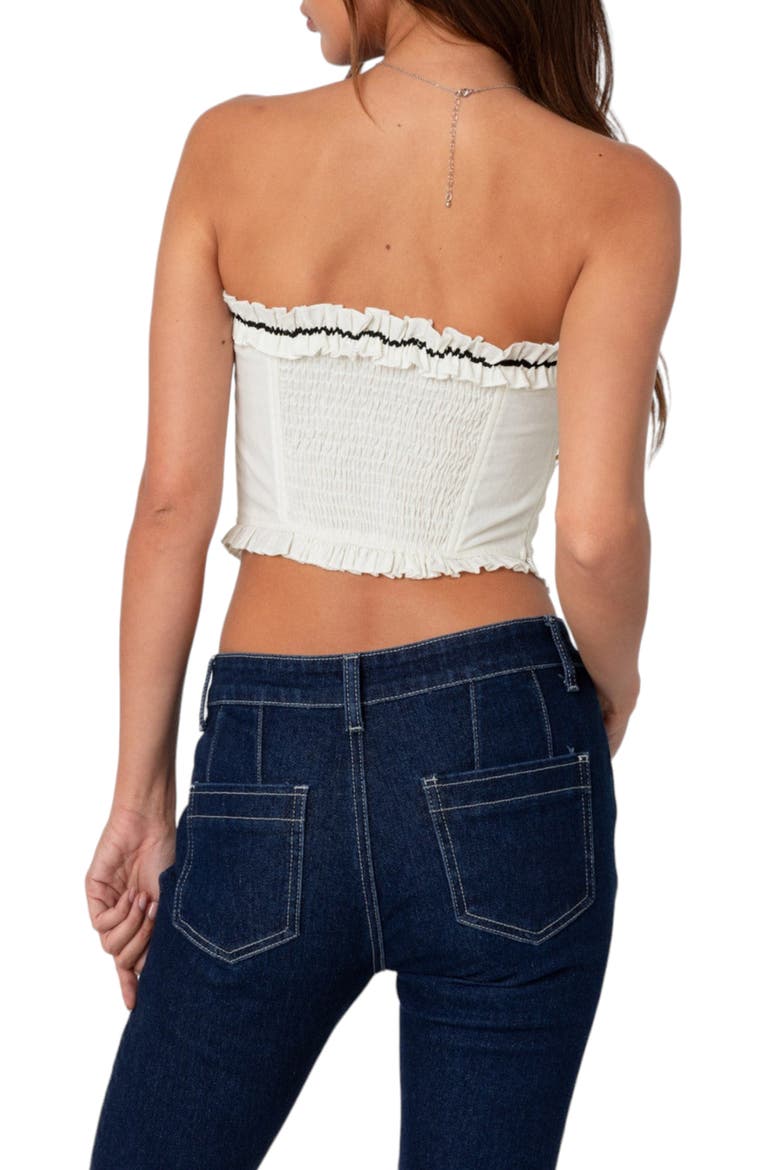 Coralie Ruffle Trim Strapless Corset Top, Alternate, color, CREAM