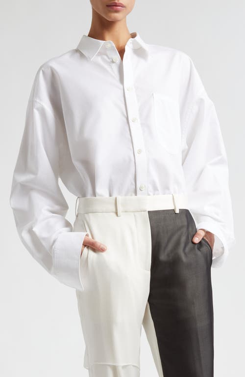 Helmut Lang Oversize Poplin Button-up Shirt In White/fuchsia