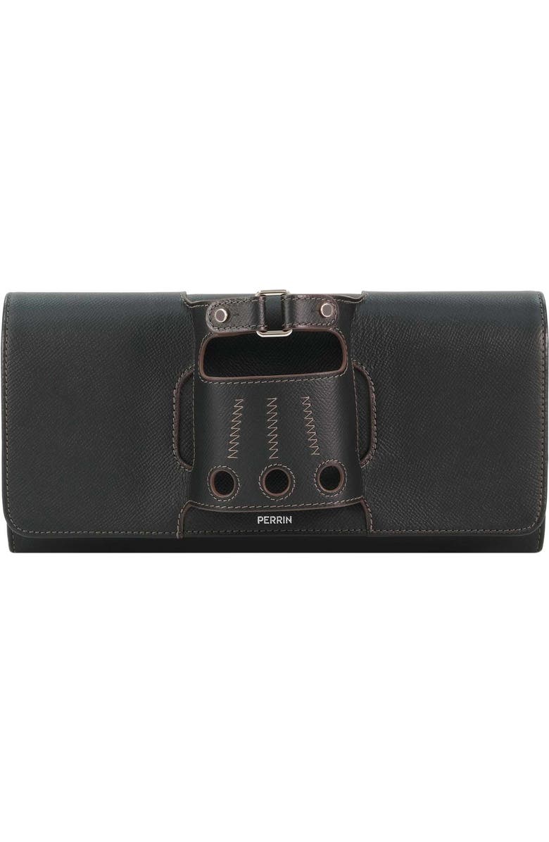 PERRIN PARIS Le Cabriolet Homme Clutch, Main, color, Black Grain W/ Espresso Trim