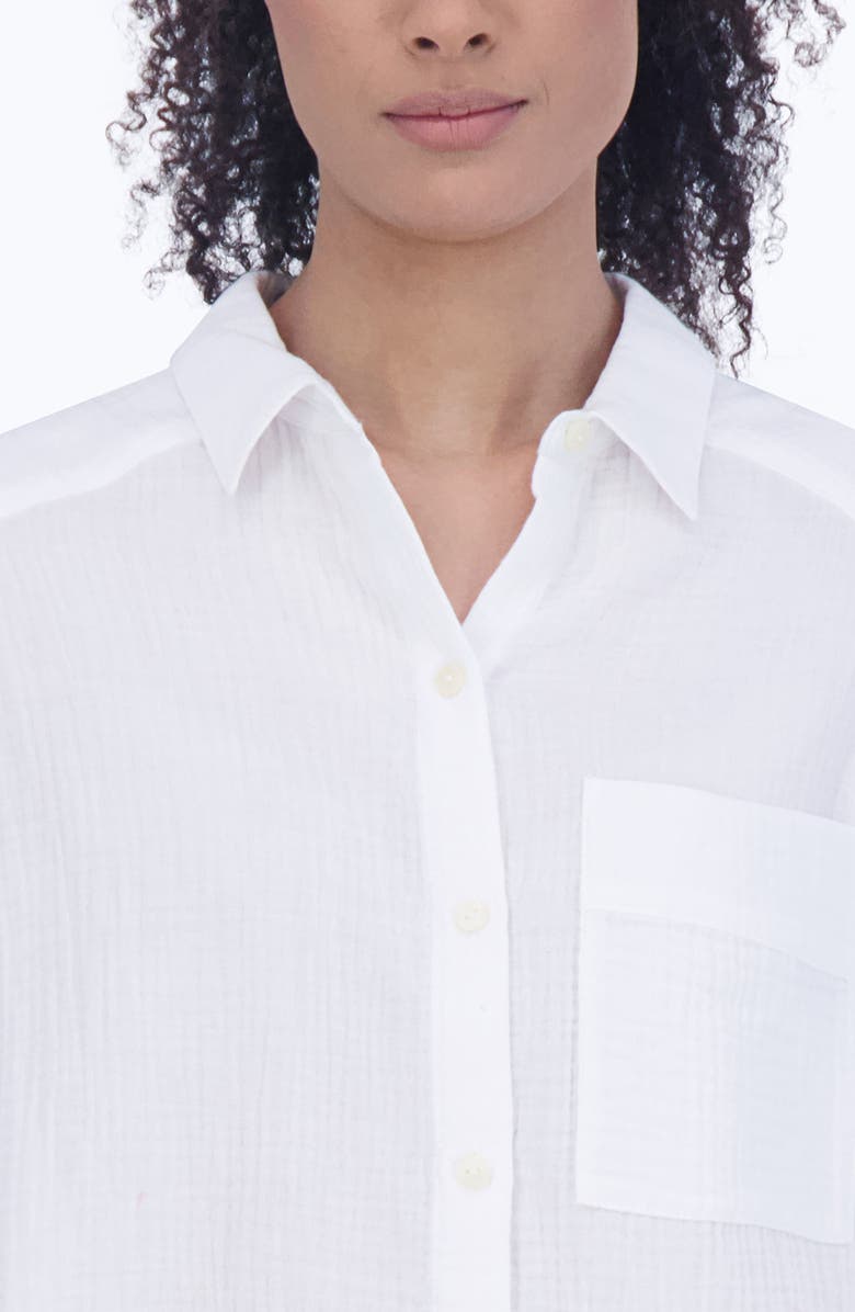 Foxcroft Joanna Cotton Gauze Button-Up Shirt, Alternate, color, White