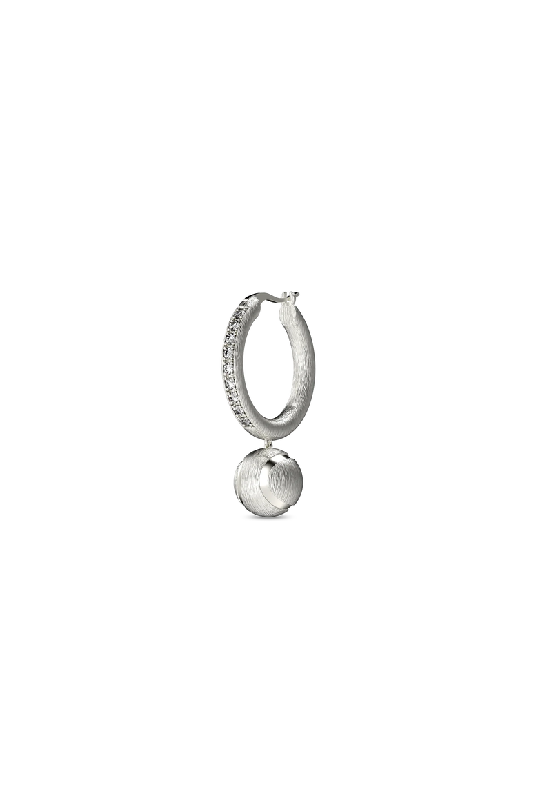 The Tennis Ball Hoop Earring, White Diamond Pavé, Alternate, color, Silver / White Diamond