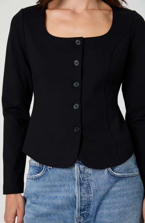 French Connection Square Neck Long Sleeve Ponte Top In Black