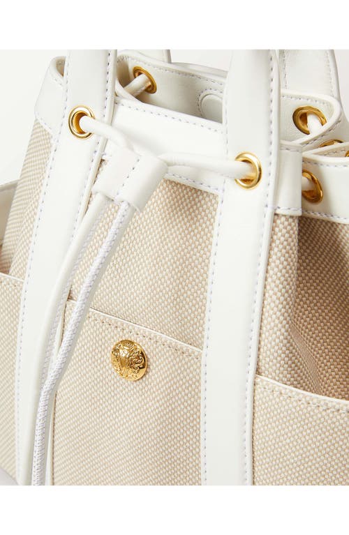 Veronica Beard Goody Bag Mixed Media Bucket Bag In Natural Offwhite