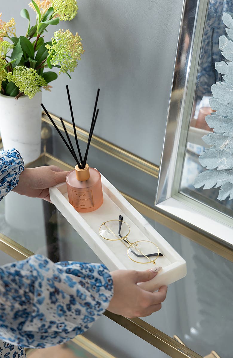 A & B Home Long Marble Tray, Alternate, color, White