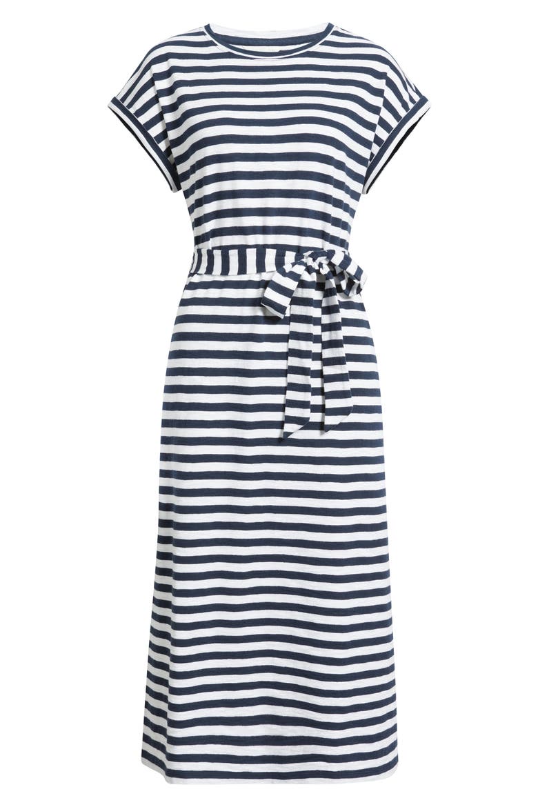 Tie Waist Midi Dress, Alternate, color, NAVY STILL- WHITE CHARM STRIPE