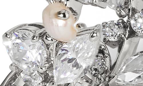 NADRI NADRI RAVISH CUBIC ZIRCONIA & CULTURED PEARL MINI HOOP EARRINGS