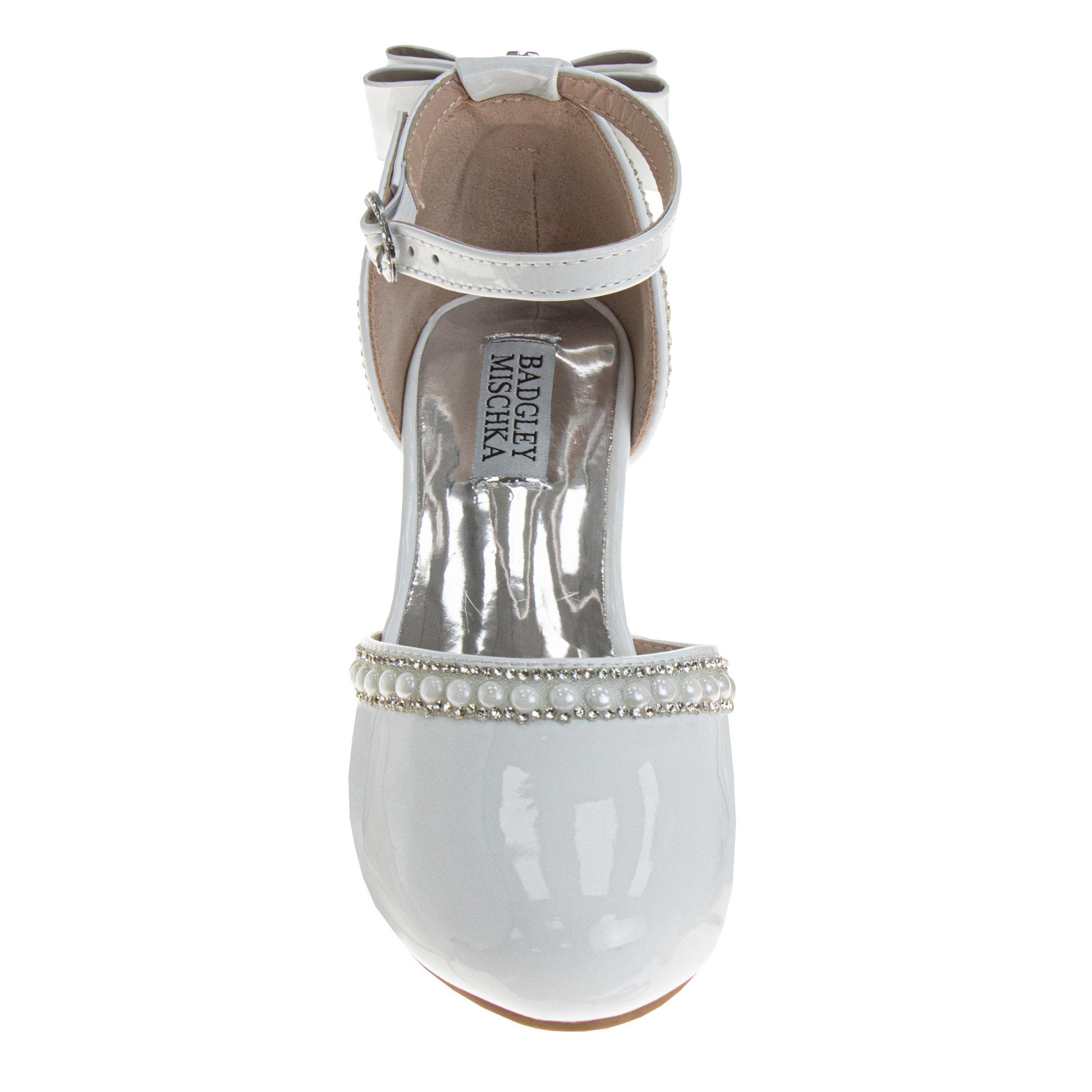 BADGLEY MISCHKA Low Heeled Dress Shoes Girls'  Elegant Stylish Formal Wear, Alternate, color, White Patent