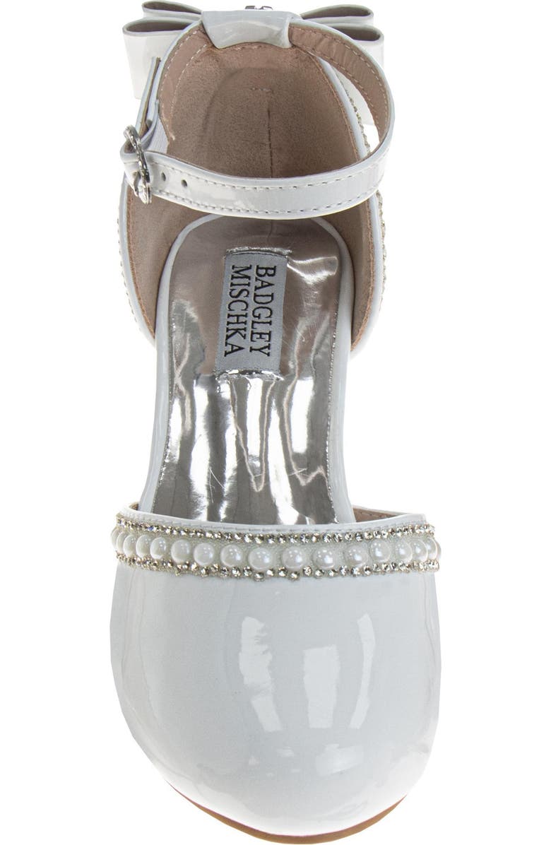 BADGLEY MISCHKA Low Heeled Dress Shoes Girls' Elegant Stylish Formal Wear, Alternate, color, White Patent