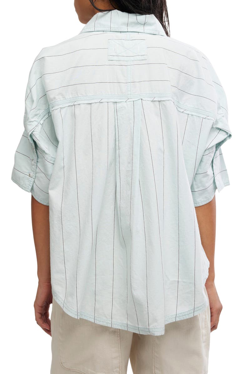 Free People Seaside Stripe Cotton Shirt, Alternate, color, Sky Combo