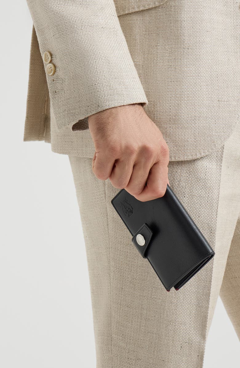 Brunello Cucinelli Leather wallet with zipper, Alternate, color, Black