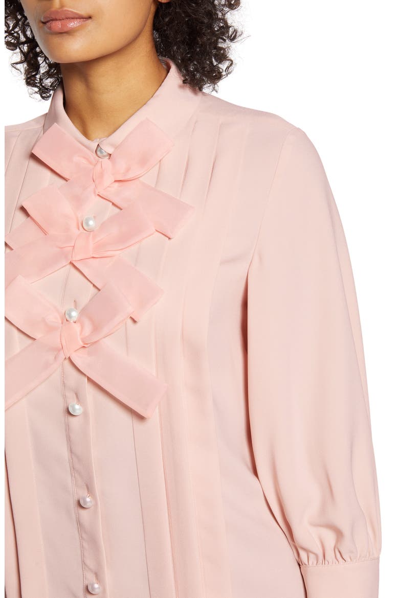 x Atlantic-Pacific Bow Front Pleated Blouse (Nordstrom Exclusive), Alternate, color, PINK SMOKE