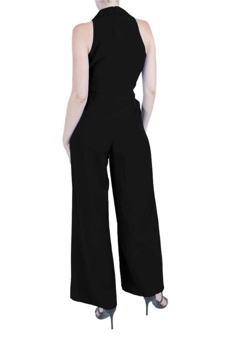 Lapel Sleeveless Wide Leg Jumpsuit, Alternate, color, BLACK