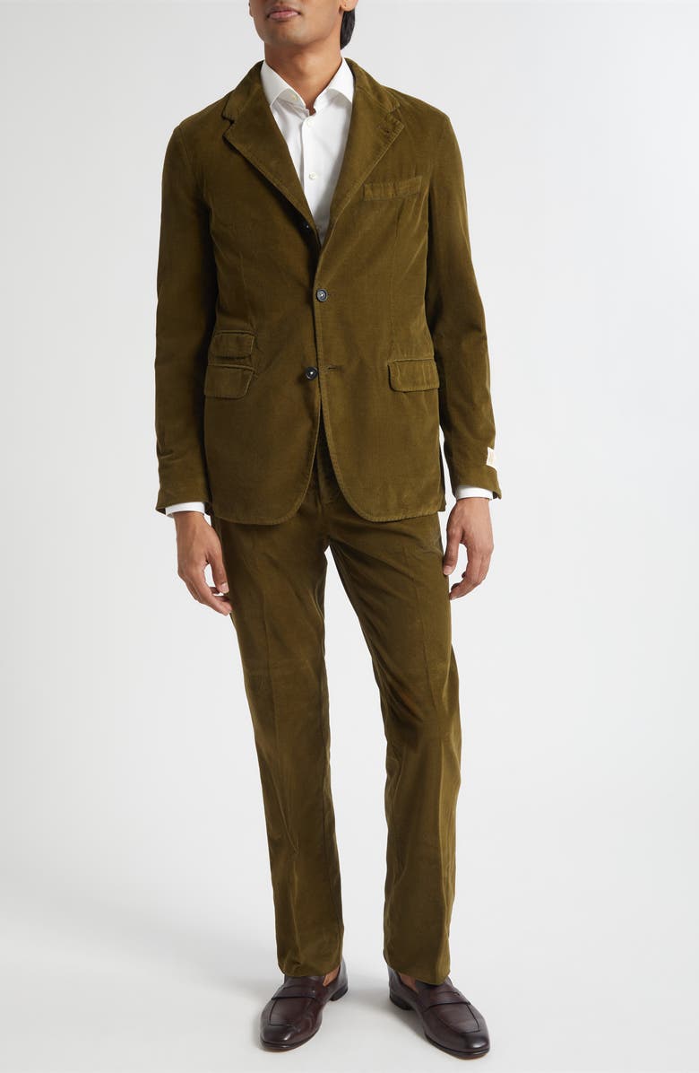 Massimo Alba Cotton Corduroy Suit, Main, color, Military