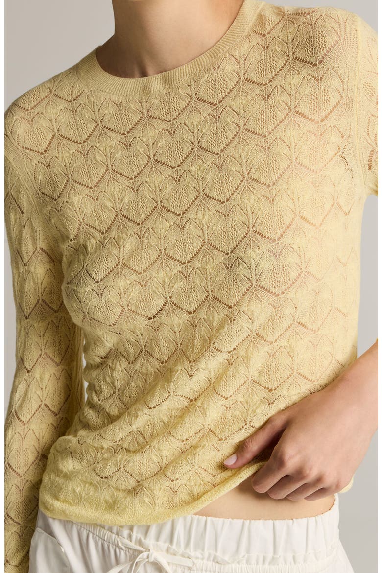 Long Sleeve Cotton Lace Top, Alternate, color, DANDELION