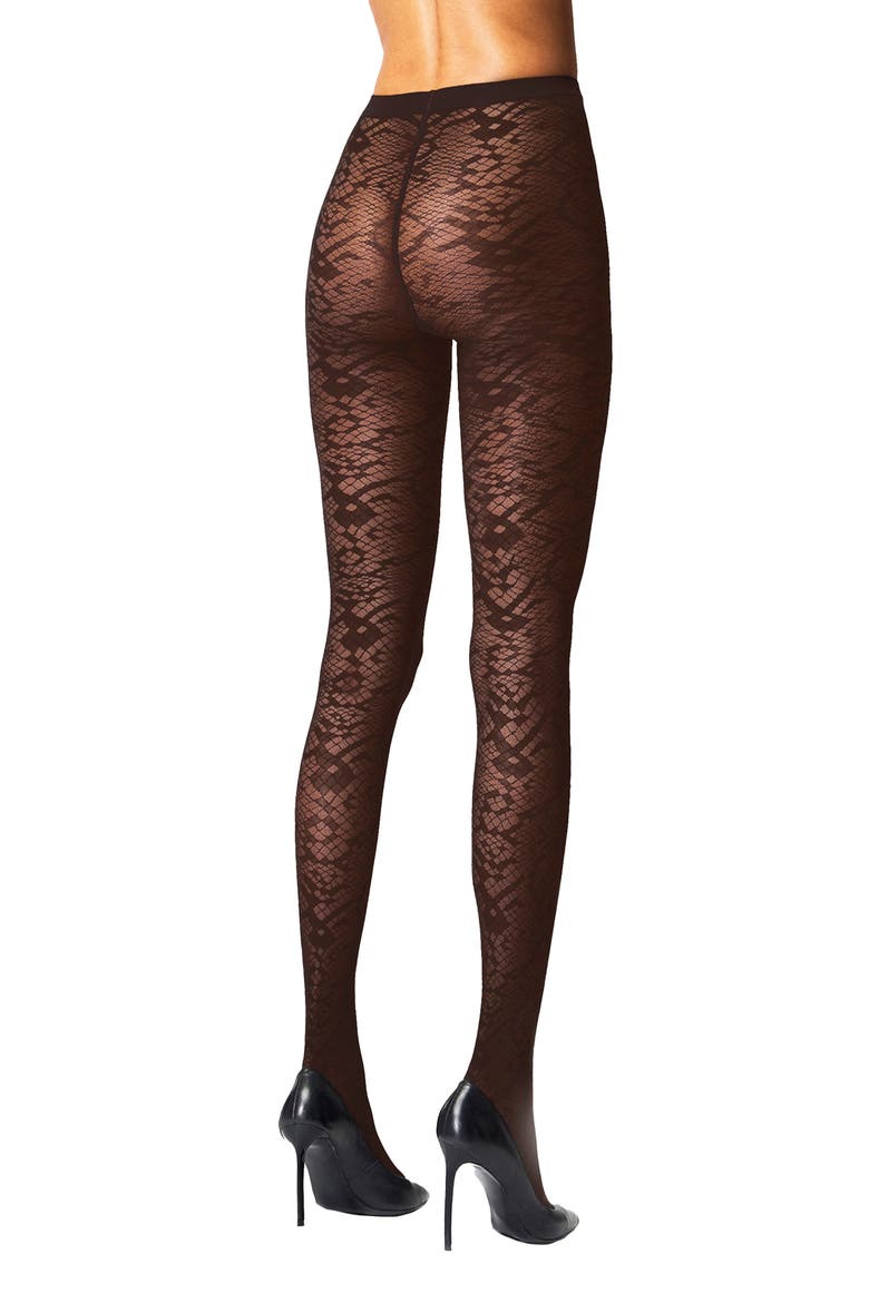 Snakeskin Tights, Alternate, color, UMBER