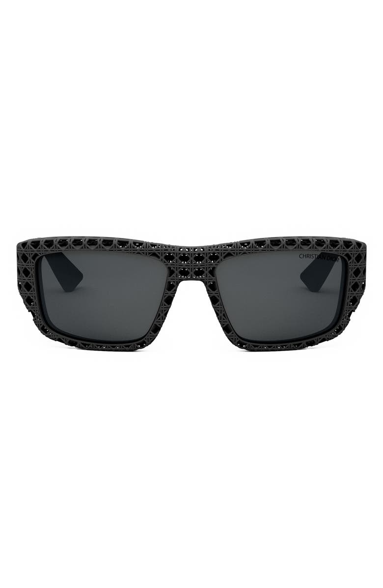 DIOR 'Dior3D S1I 57mm Square Sunglasses, Main, color, Matte Black / Smoke Polarized