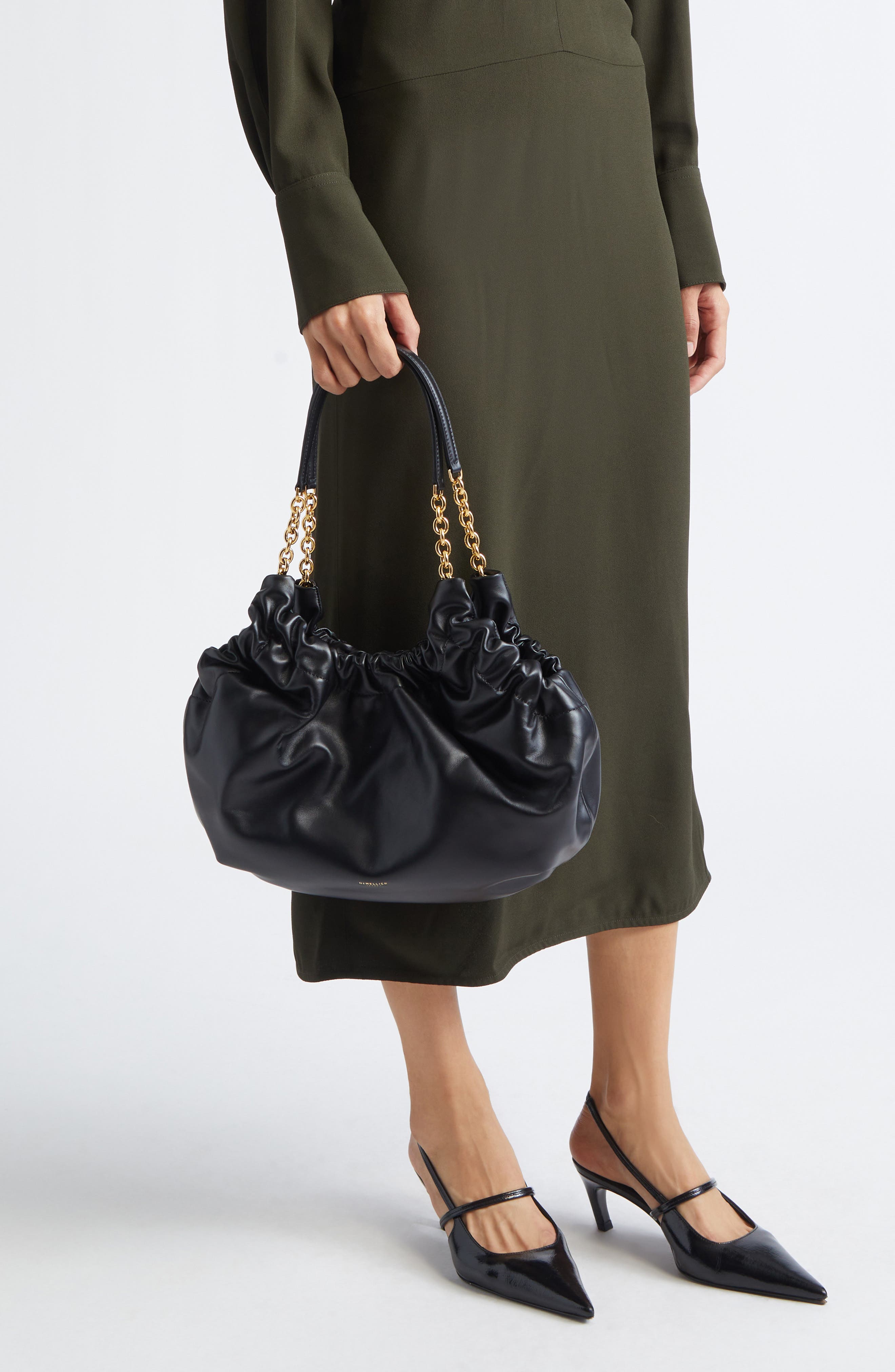 DeMellier Medium Miami Leather Hobo Bag, Alternate, color, Black