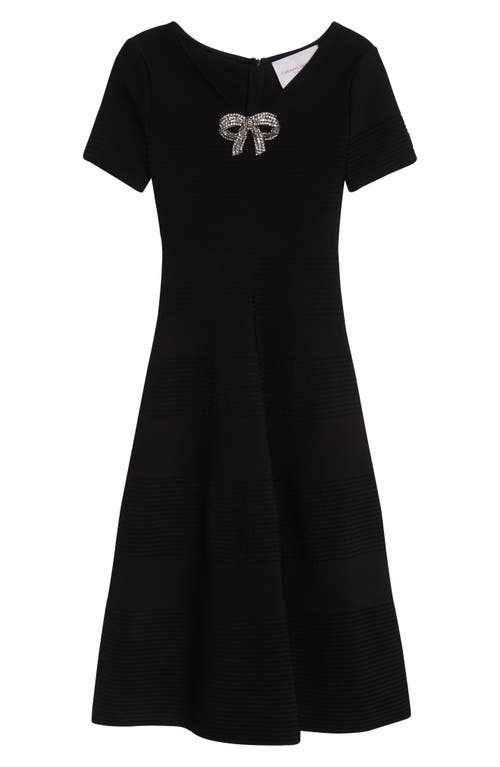 Carolina Herrera Crystal Bow Knit Fit & Flare Dress In Black
