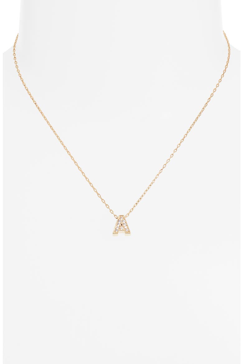 Pavé Cubic Zirconia Initial Necklace, Alternate, color, A- CLEAR- GOLD