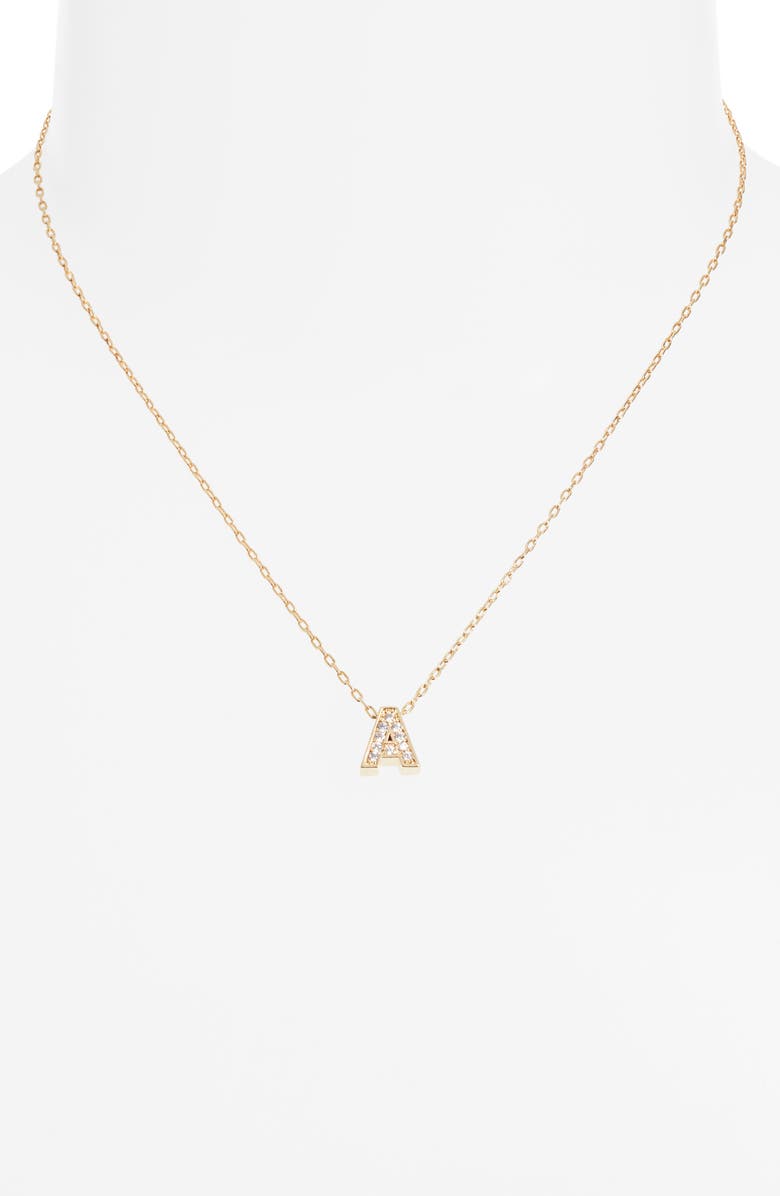 Nordstrom Pavé Cubic Zirconia Initial Necklace, Alternate, color, A- Clear- Gold