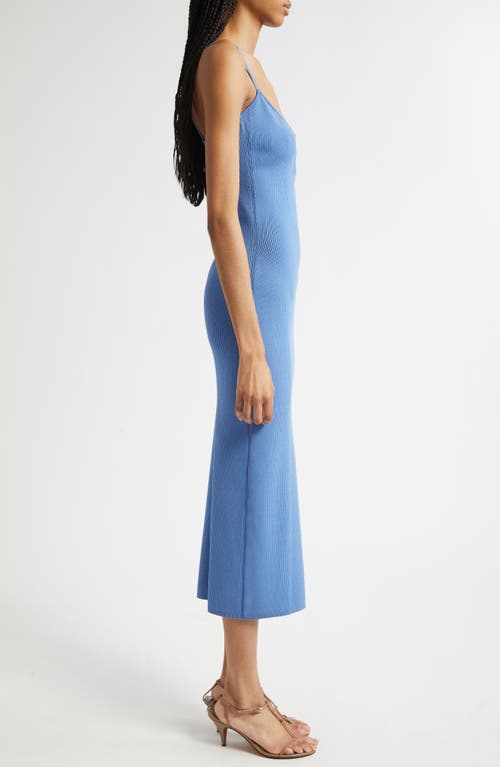 Ramy Brook Sloan Sculpted U-neck Rib Midi Dress In Blue