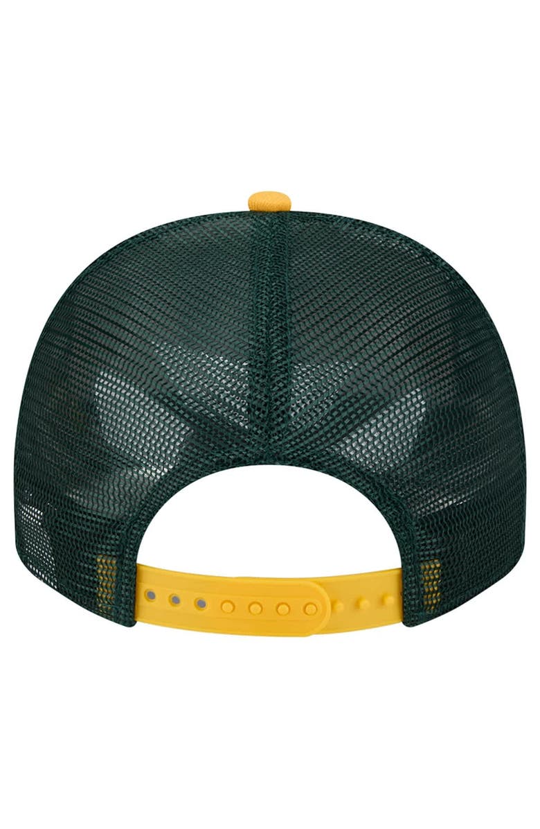 New Era Men's New Era Cream/Green Athletics Banner A-Frame 9FIFTY Trucker Snapback Hat, Alternate, color, Cream